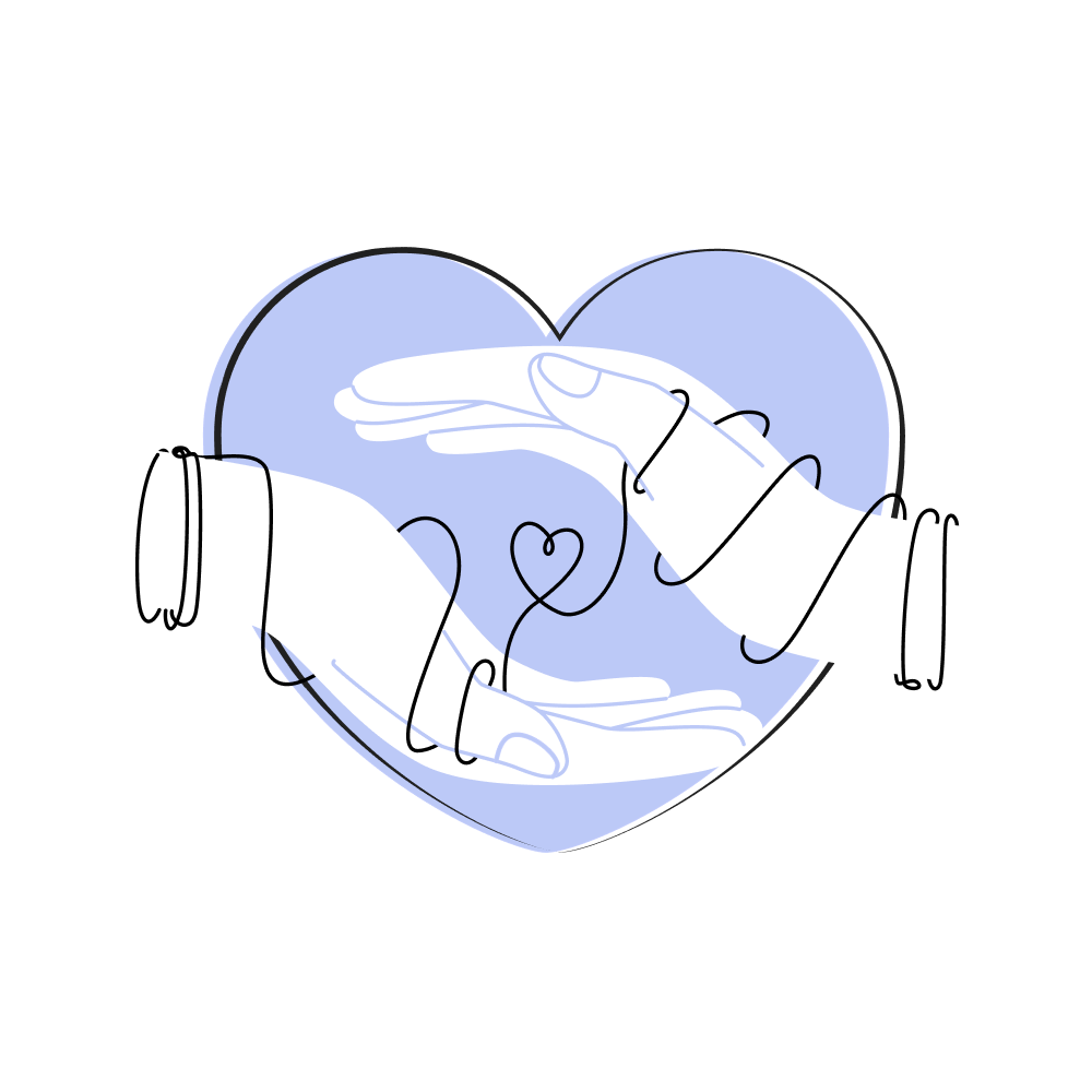 illustration of a heart with two hands