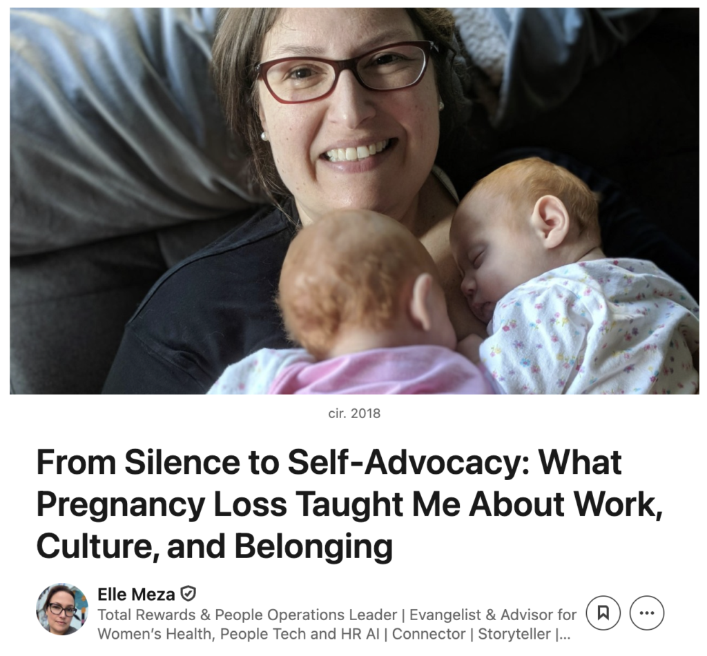 Elle Meza posts about what pregnancy loss taught her about work, culture, and belonging